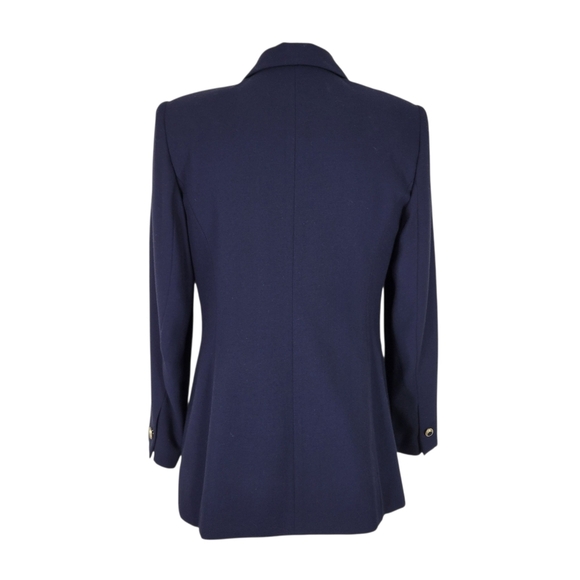 Kasper ASL Skirt Suit Size 6P Navy Longer Length 3 Button Blazer Pleated Petite - Picture 4 of 9
